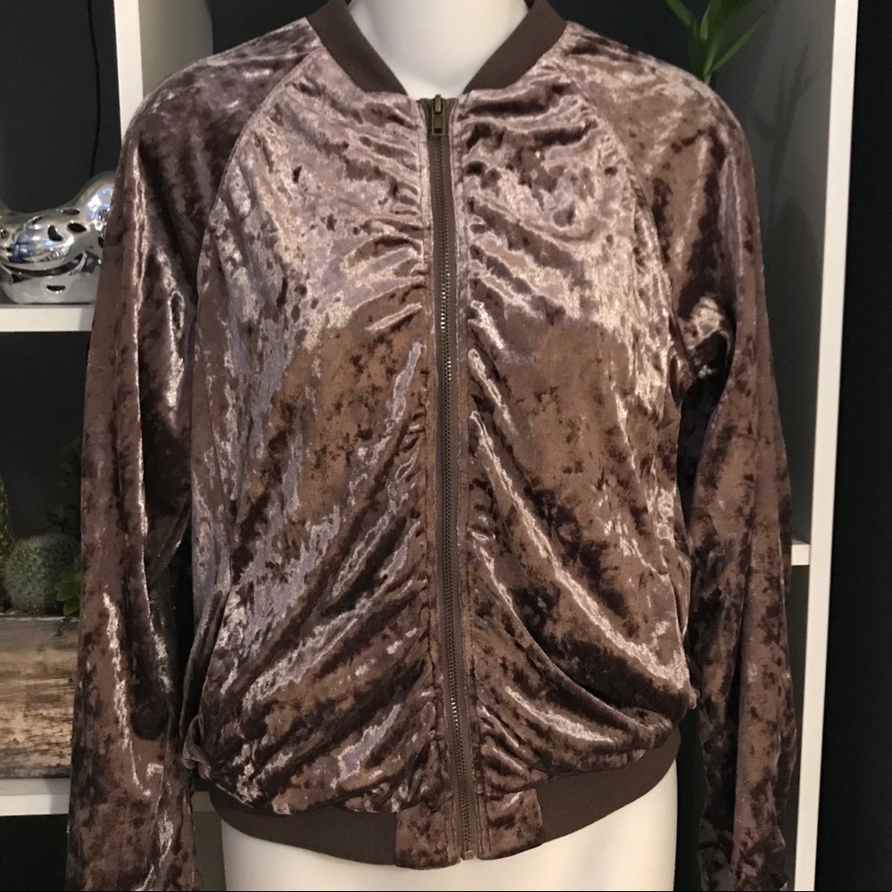 || Jolt || Crushed Velvet Bomber Jacket